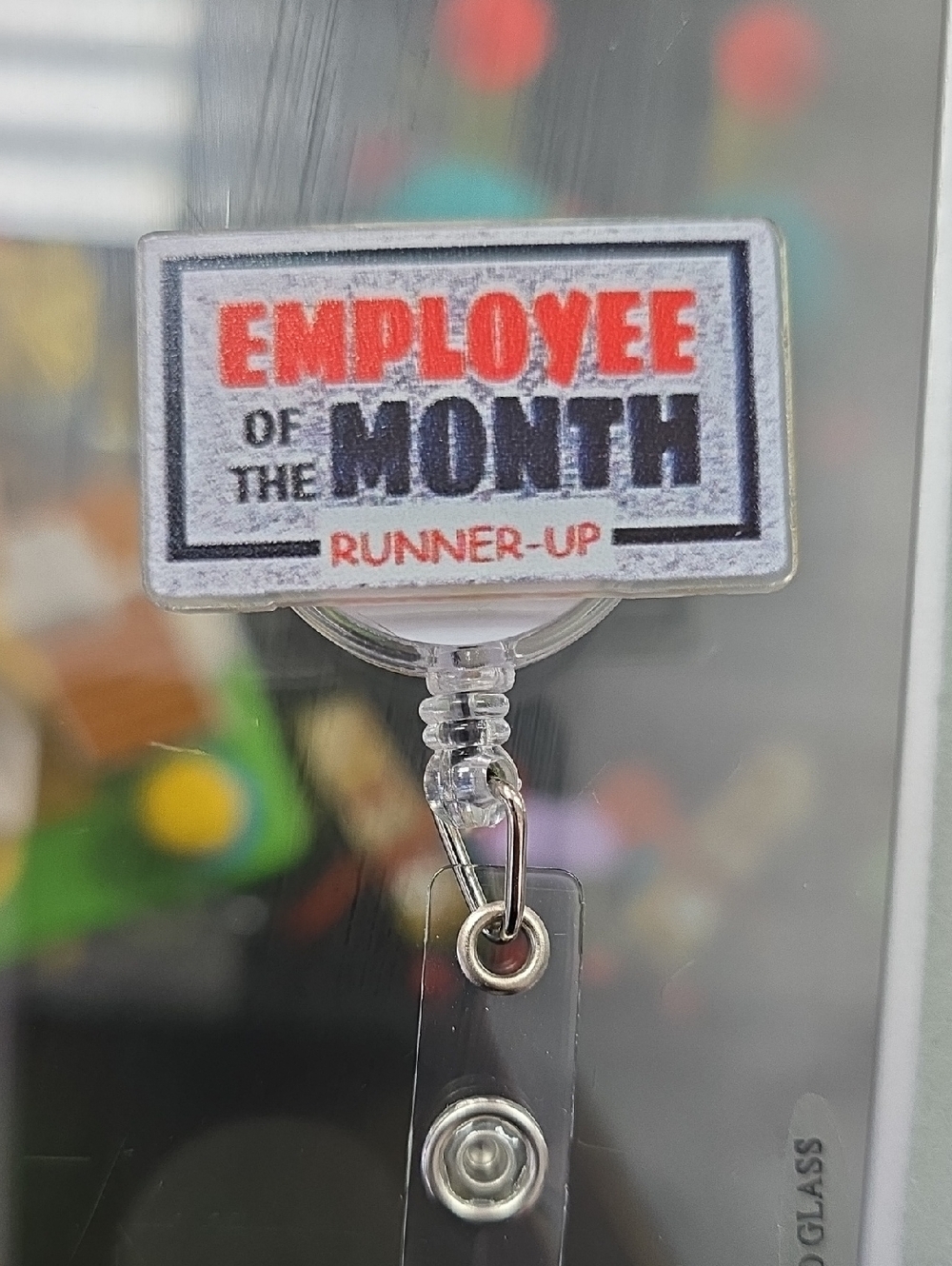 New Employee of the Month Runner-Up Badge ID Reel Work Badge Holder